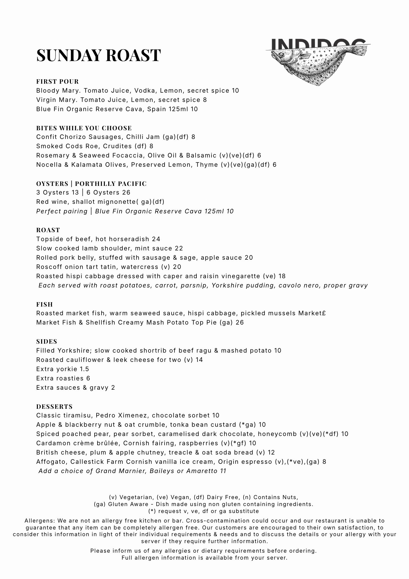 Sunday Roast Menu | INDIDOG Falmouth INDIDOG Sunday Roast Menu in Falmouth