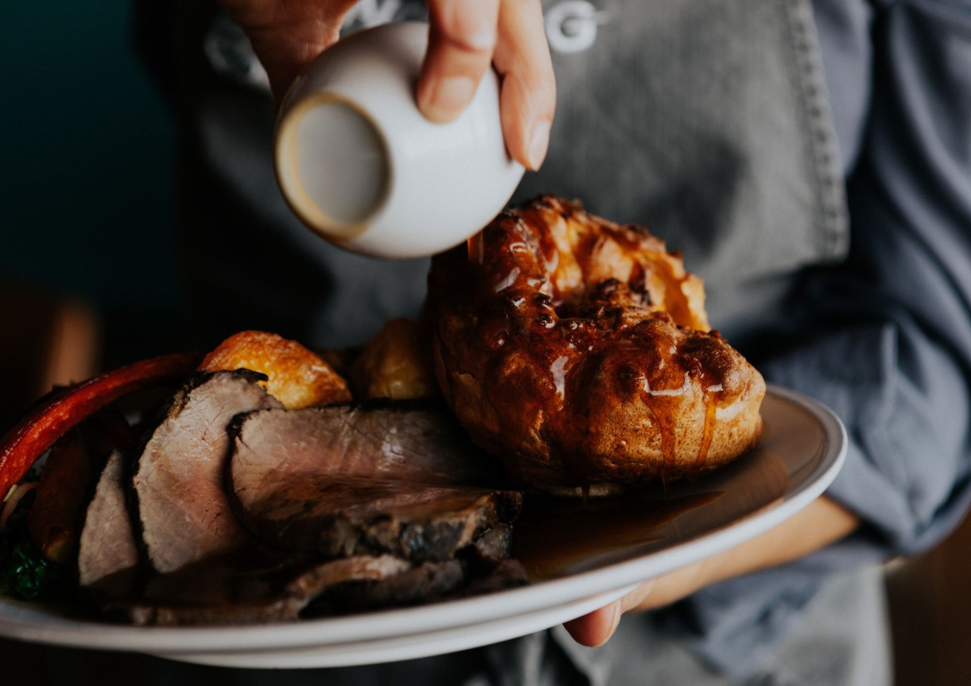 Sunday roast INDIDOG Harbourside restaurant in Falmouth. Cornwall